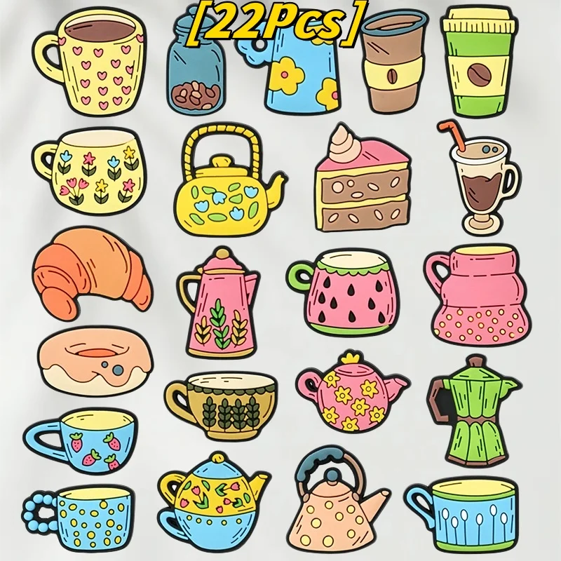 

22Pcs New cup series hole shoes accessories buckle DIY soft rubber drop plastic shoes flower shoe buckle accessories wholesale