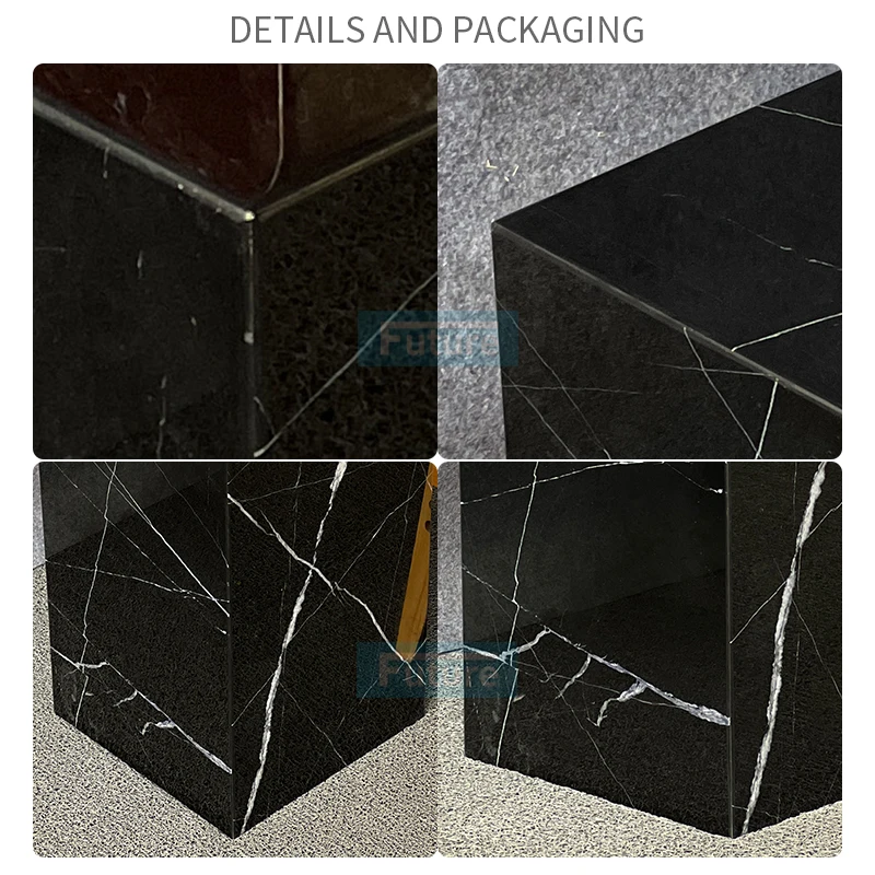 Black Marquina Marble Coffee Table Low Plinth Marble Living Room Luxury Natural Customized Calacatta  Coffee Table Side Table