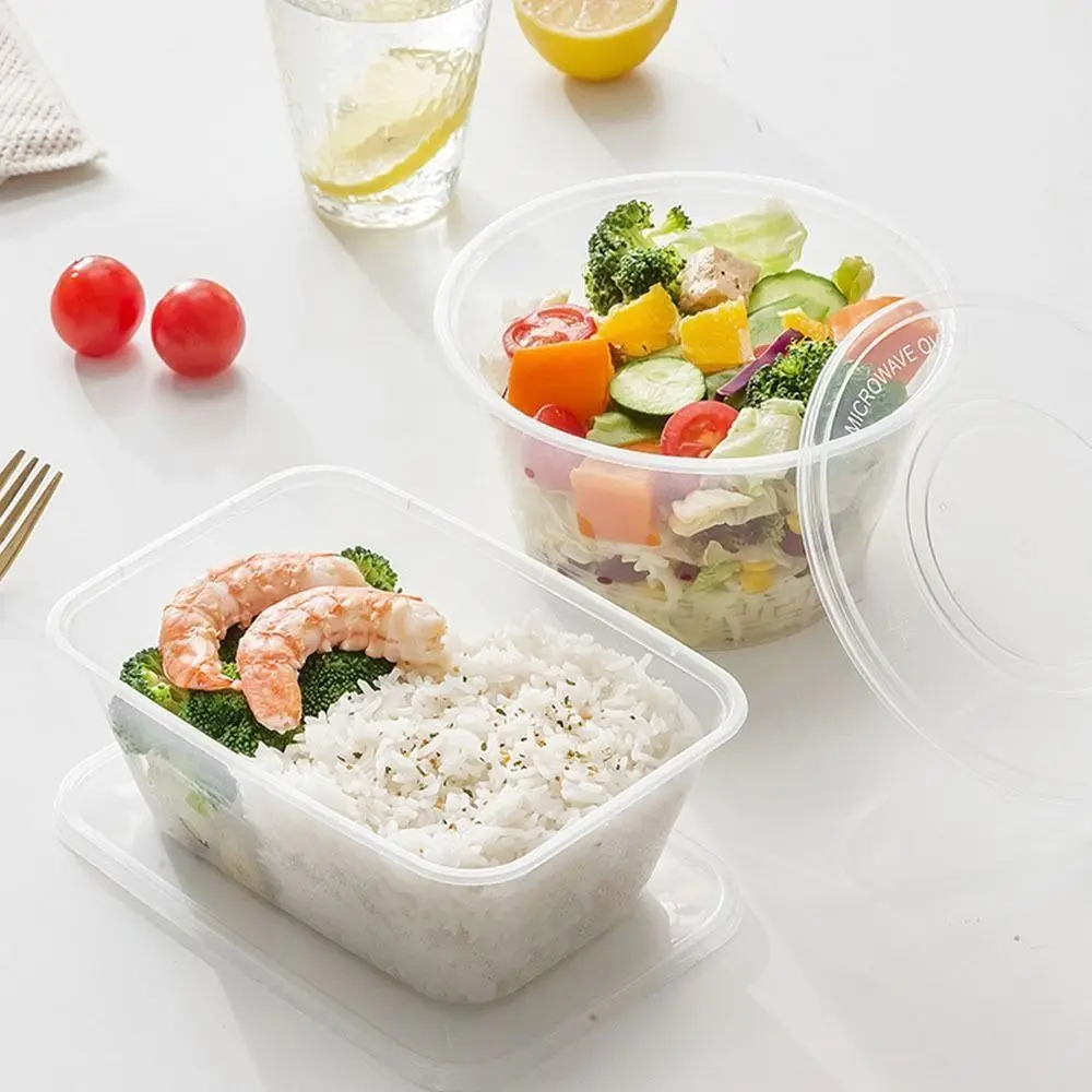 New Food Grade Soup Bowl Disposable Lunch Boxs Thick Transparent Rectangular Lunch Box Kitchen Accessories with Lid Plastic Bowl