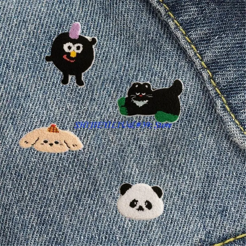 E21F Animal Theme Cloth Patches Stickers Reusable Adhesive Backing Patches For Hat Backpack Kids Clothes Repairing 10Pieces