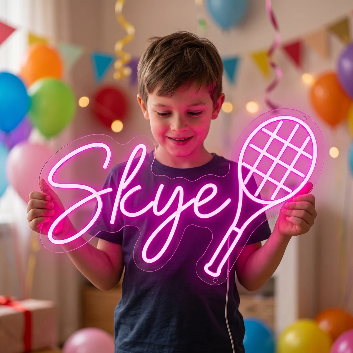 Tennis-Themed Neon Sign Birthday Party Decorations Children's Gifts Indoor Home Decor LED Light Art