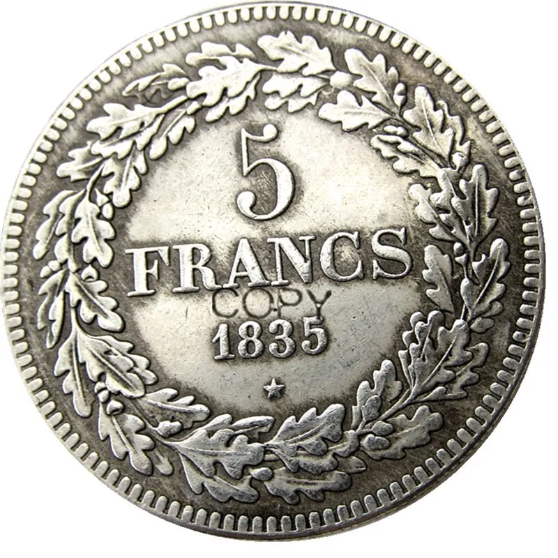 Belgium 1835 leopold Premier Roi Des Belges 5 Francs Copy Coins