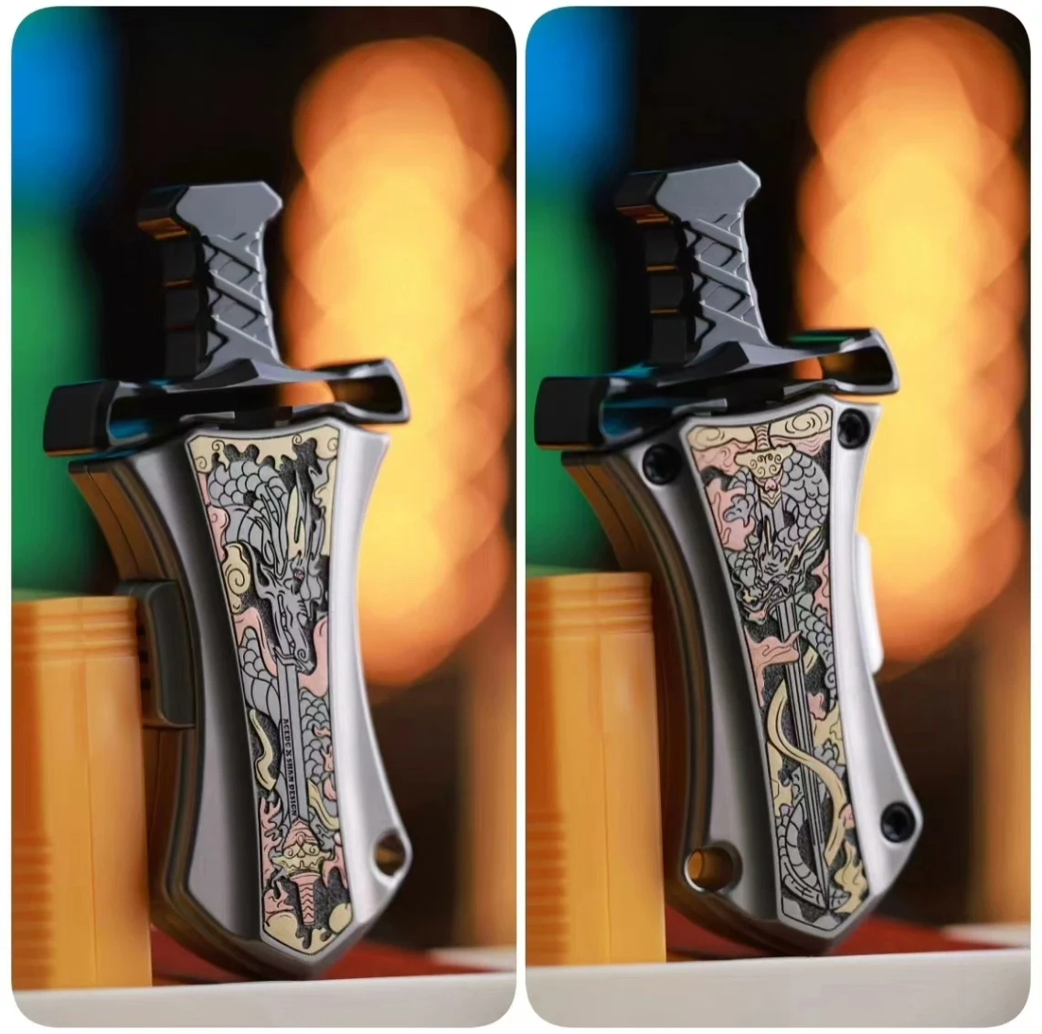Used EDC ACEDC Master Sword Chop Dragon Carving Inlay Edition Unzipped Toy