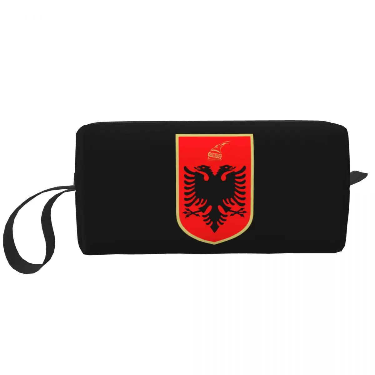 Emblem Of Albania Eagle Makeup Bag Women Travel Cosmetic Organizer Cute Albanian Patriotic Storage Toiletry Bags