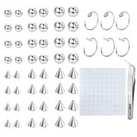 Fake Eyebrow Ring Fake Lip Studs Replacement Balls Spike with 100Pcs Sticker Hoop Body Jewelry Fake Skin Piercing 3mm 4mm 5mm