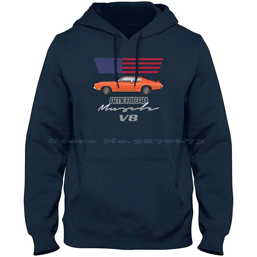 Orange American Muscle 100% Cotton Hoodie 1970 1971 1972 Oldsmobile Cutlass 4 4 2 442 400 455 H O Convertible V8 Rocket