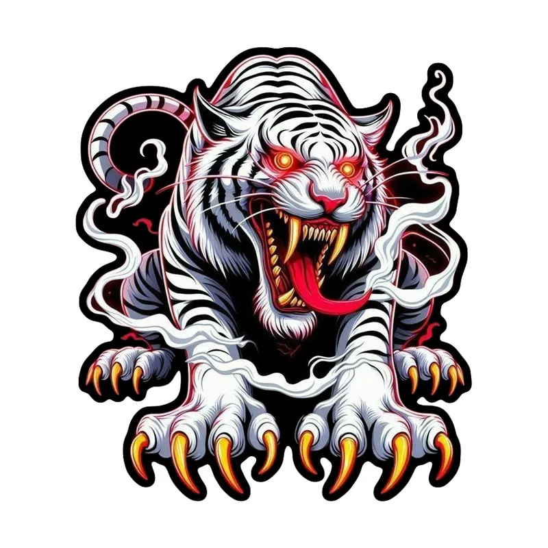 EARLFAMILY Tiger Car Sticker Amusing Motorcycle Helmet Truck Waterproof Windows Decals Interesting Scratch-Proof Car Accessories
