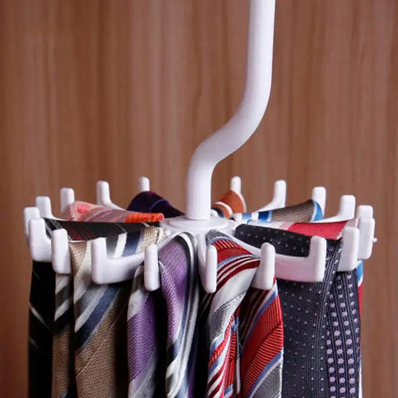 Twirl Tie Rack Wardrobe Organizer Rotating Scarf Holder Trouser Hanging Hook 360 Degree Rotating Bracelet Rack Accessories