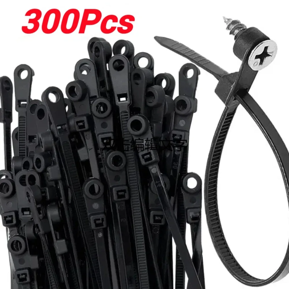 300-50 Piezas de Bridas de Amarre Autoblocantes con Orificio para Tornillo, Organizadores de Cables de Nylon, Correas para Bricolaje