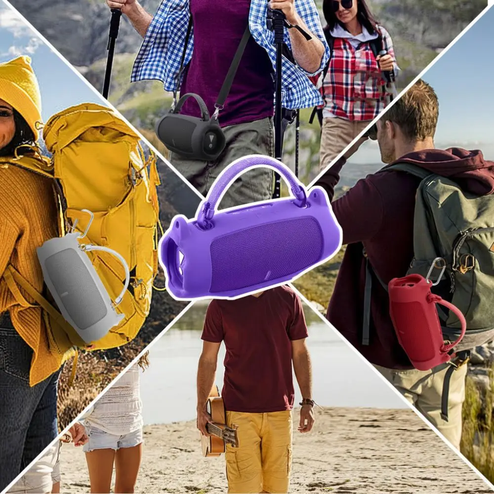 Silicone Bluetooth Speaker Case with Shoulder Strap Splash-proof Protective Sleeve Dirt-proof for JBL Charge 6 Speaker