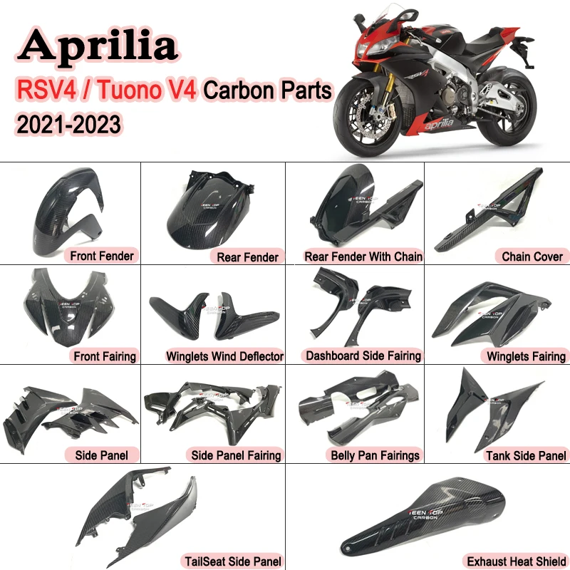 For Aprilia RSV4 Carbon Fiber Parts Fairings 2021-2023 Motorcycle Exhaust RSV4 Front Fender Tuono V4 Front Fairings Heat Shield