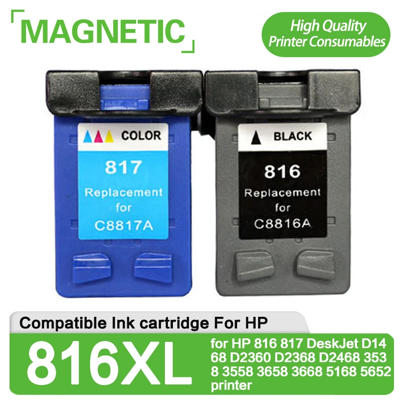 Magnetic Compatible Ink cartridge For HP816 for HP 816 817 DeskJet D1468 D2360 D2368 D2468 3538 3558 3658 3668 5168 5652 printer