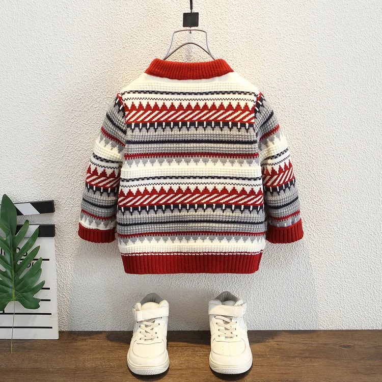 2026 New Sweater Autumn and Winter Children's Crew Neck Knitted Sweater Foreign Style Medium and Small Children's Baby Warm Top