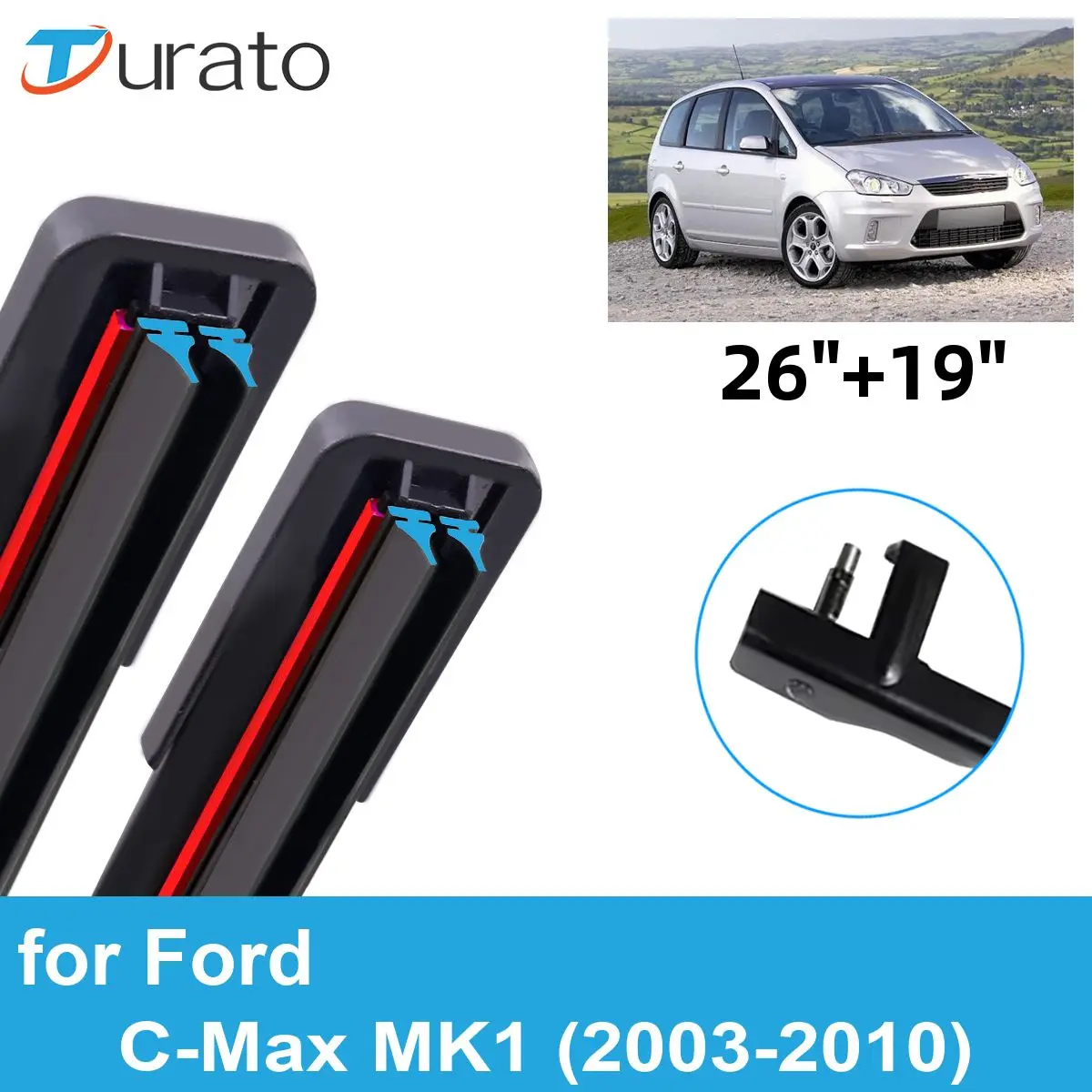 2PCS Car Wiper Blades for 2003-2010 Ford C-Max MK1 Front Windscreen Windshield Double Rubber Car Accessories 2007 2008 2009 2010