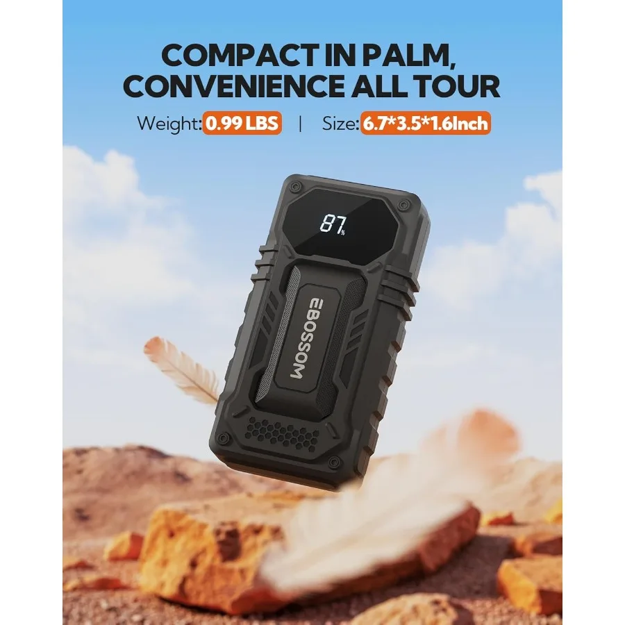 بطارية السيارة الانتقال كاتب 12000mAh 44.4Wh معزز قفز السيارة مع كابلات قافز ذكية وإضاءة LED للاستخدام في حالات الطوارئ في السيارات