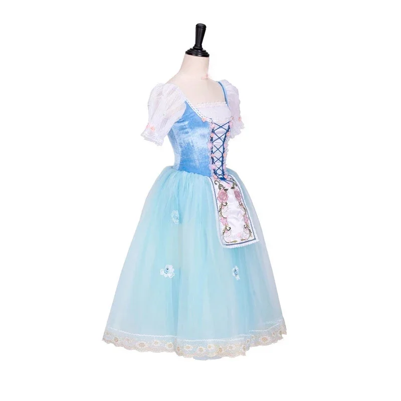 High Quality Kids Girls Long Performance Wear Professional Pink Blue Green Ballet Romantic Tutu