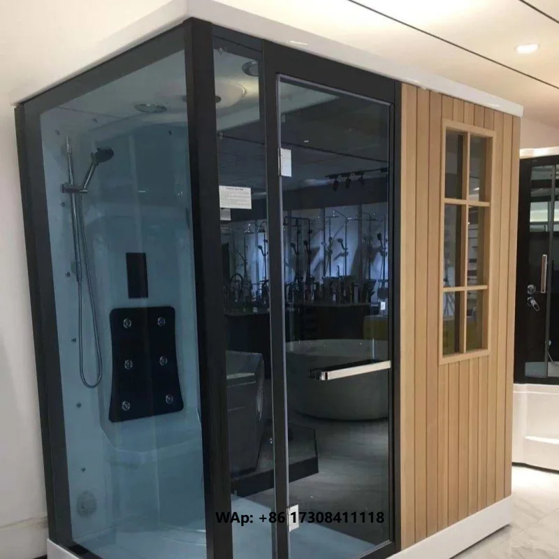 Solid Red Cedar Far Infrared Sauna Room With Complete Shower System Indoor Integrated Spa Sauna Shower Cabin for Home Villa