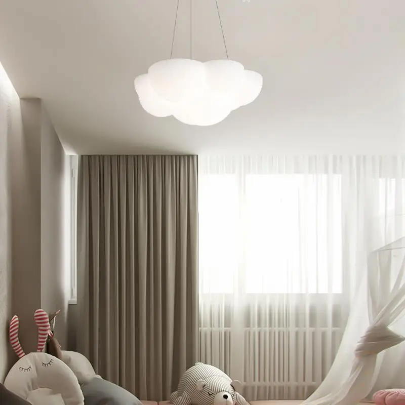 Lampada a sospensione a LED singola moderna e minimalista in PE bianco Cloud decorazione per camera da letto per bambini apparecchio di illuminazione a regolazione continua per interni