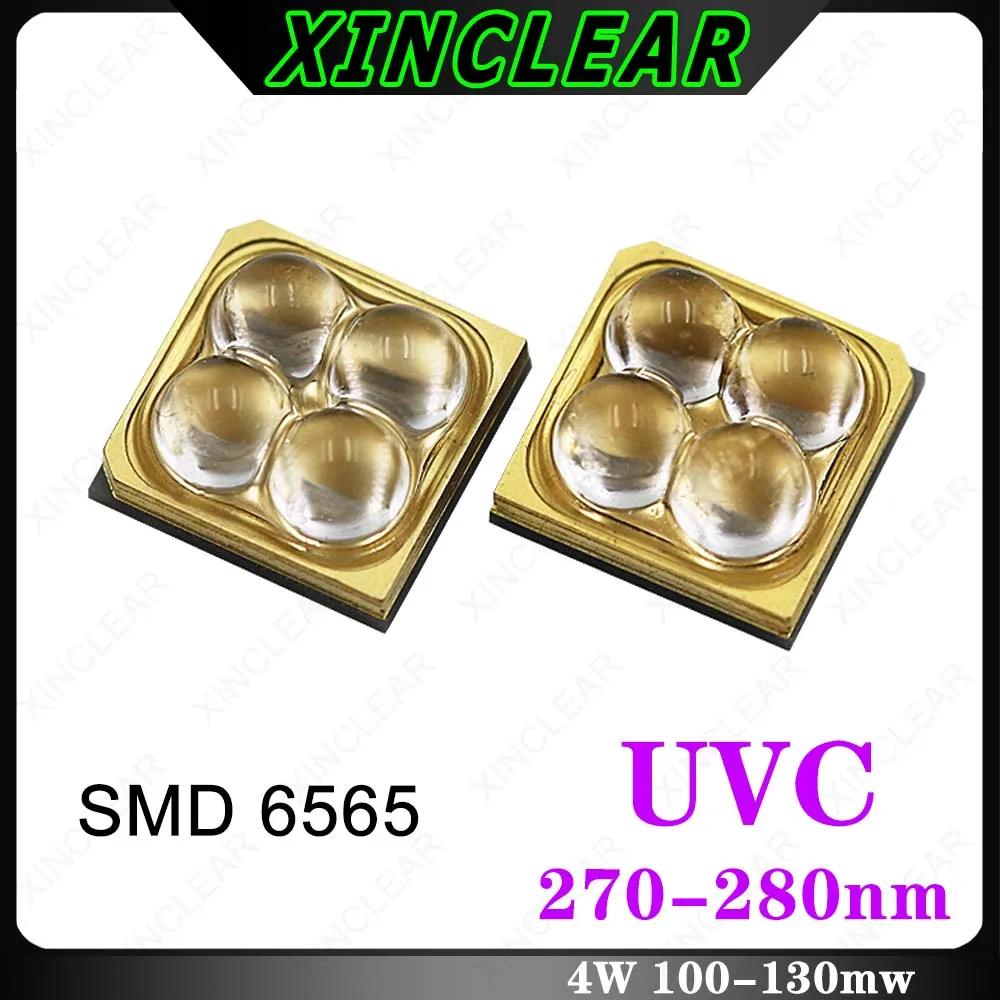 chip de led ultravioleta profundo 4w uvc 270nm 275nm 280nm diodo smd 6565 6868 120140mw lampada uv para desinfeccao de virus de ar de agua 01