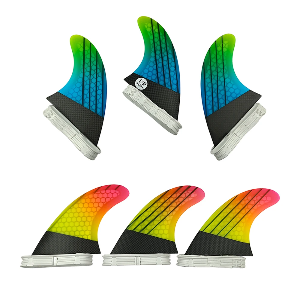 

Carbon Fiber Honeycomb Surf Fin For UPSURF FCS 2 Fin Box G5/G7 Gradient Colors Short Board Fin Double Tabs 2 Tri Surfboard Fin