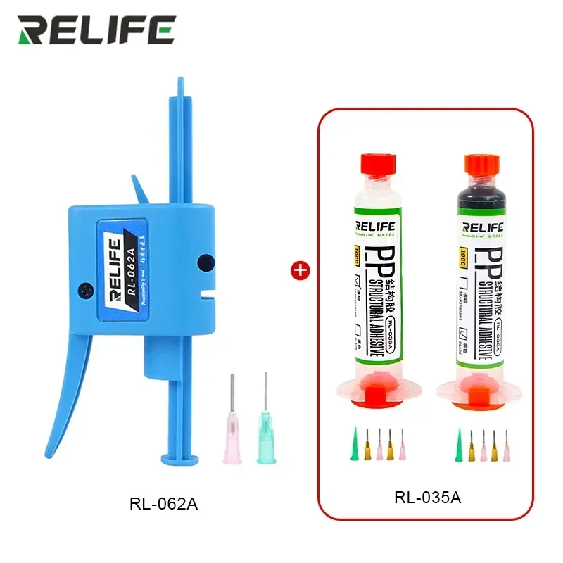 RELIFE Manual Glue Gun 10CC PP Structural Adhesive with Needle Tips for All Phones Middle Frame Rear Glass Bonding Repair Tools