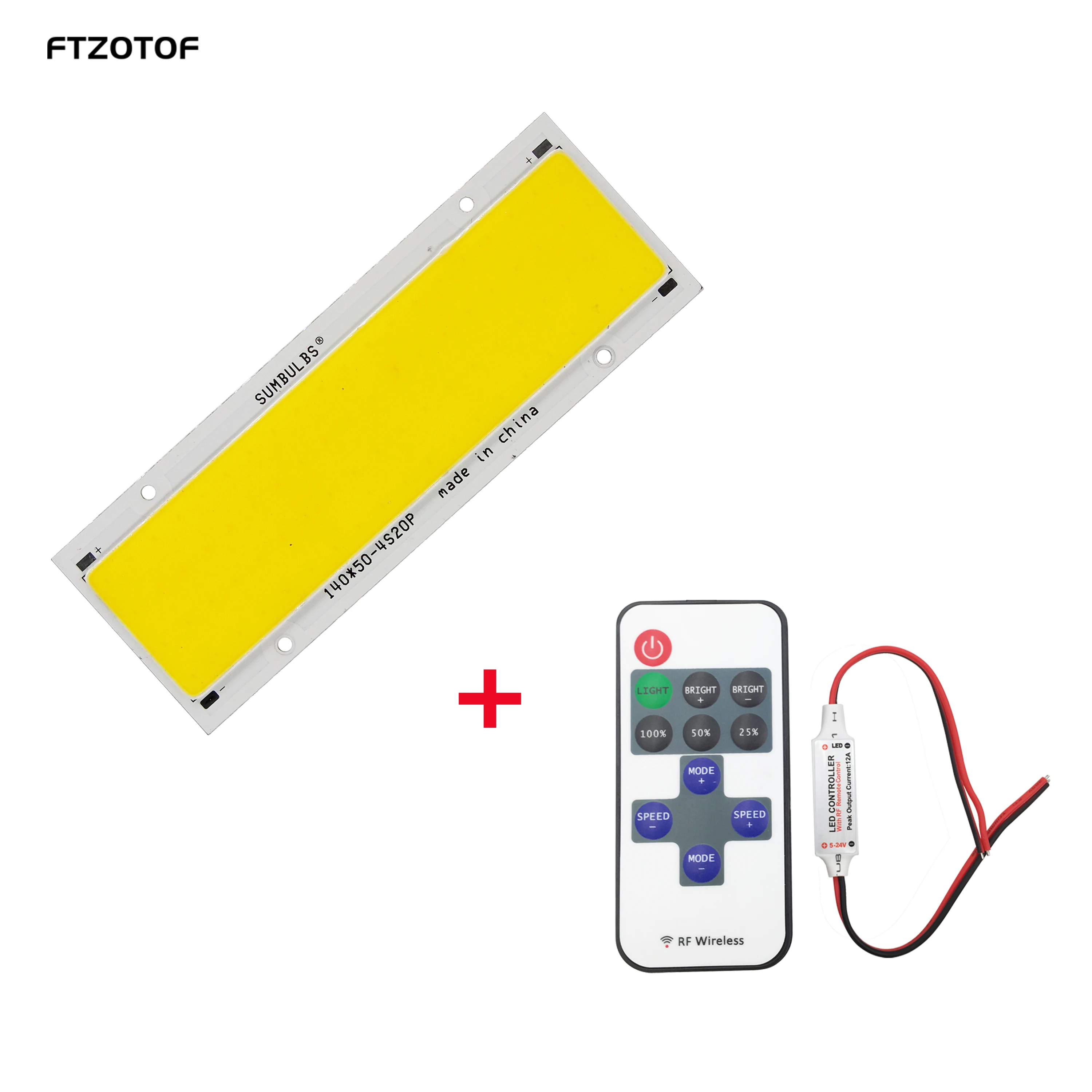 

FTZOTOF 140x50mm 20W LED COB Light Bar DC 12V Super Bright Rectangular Bulb Warm Natural Cool White DIY Light Source Work Lamp