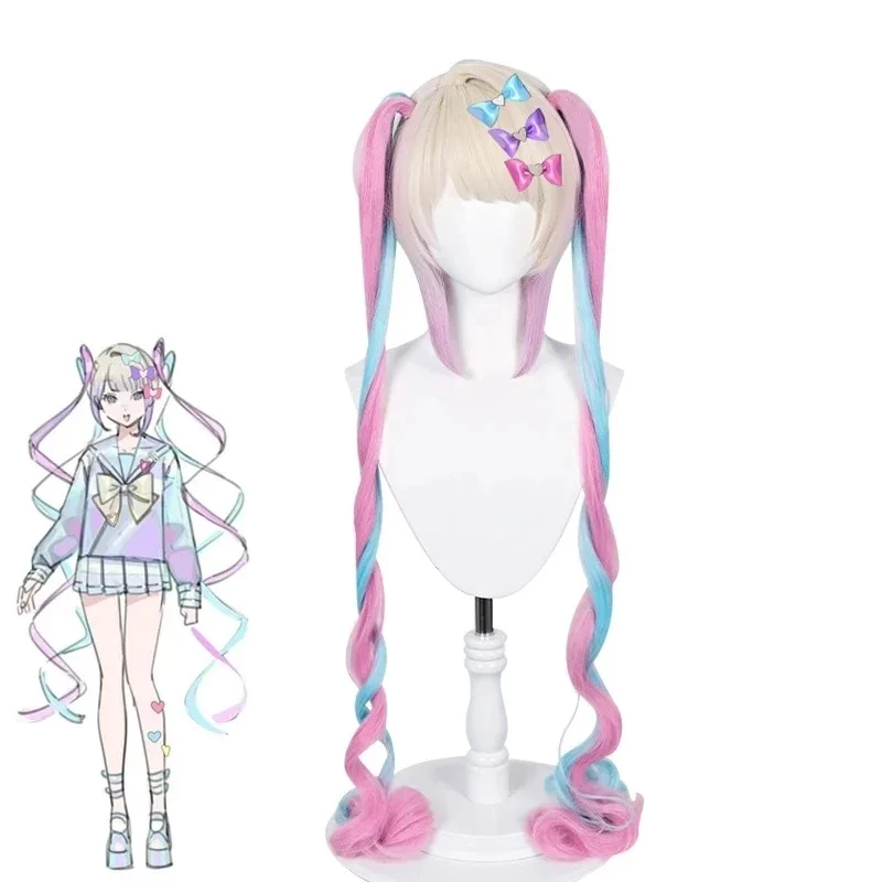 

1 piece blue and pink long double ponytail cosplay wig that is easy to maintain and suitable for daily role-playing