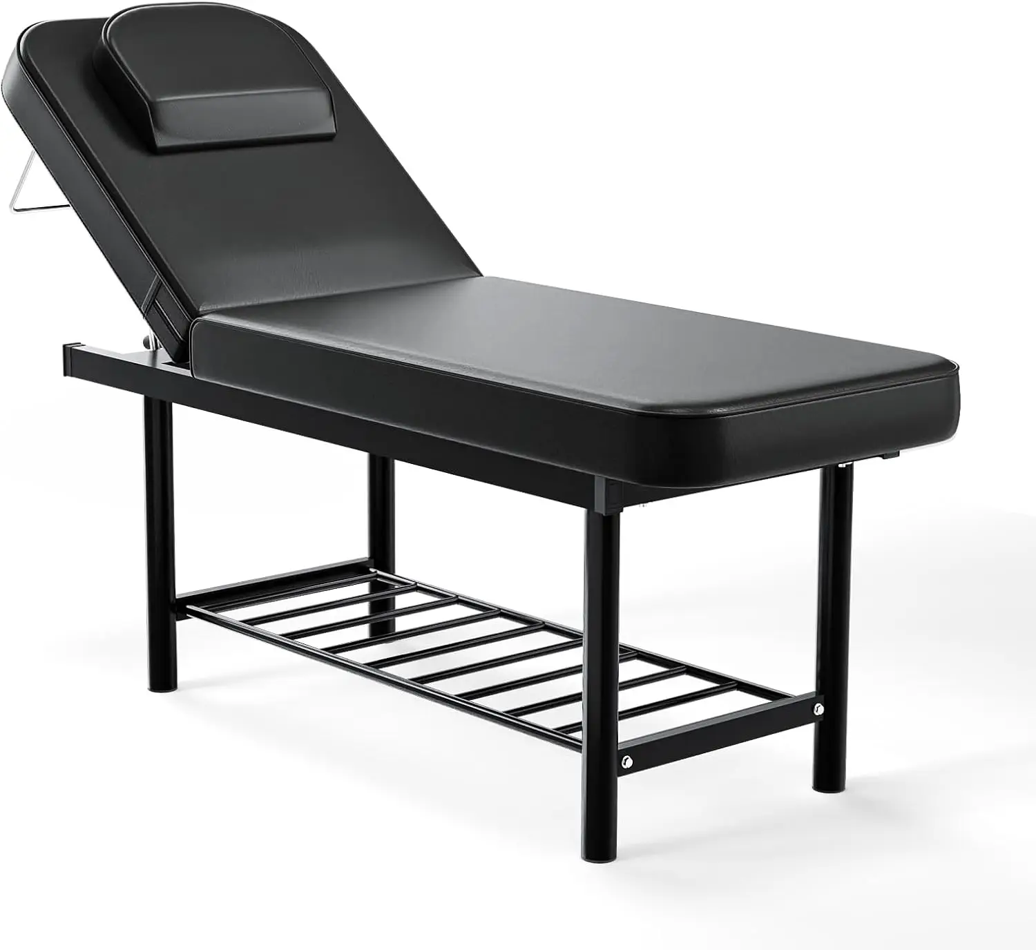 Massage Table, Heavy Duty Treatment Bed, Adjustable Height & Backrest Facial Bed for Professional Physical Therapy Salon (Black,