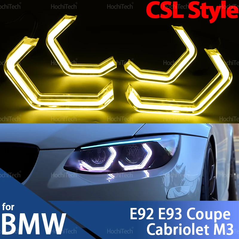 

For BMW E92 E93 Coupe Cabriolet M3 Pre LCI and LCI Retrofit DTM M4 Style Lemon Yellow White Headlamp CSL Style Angel Eyes Kit