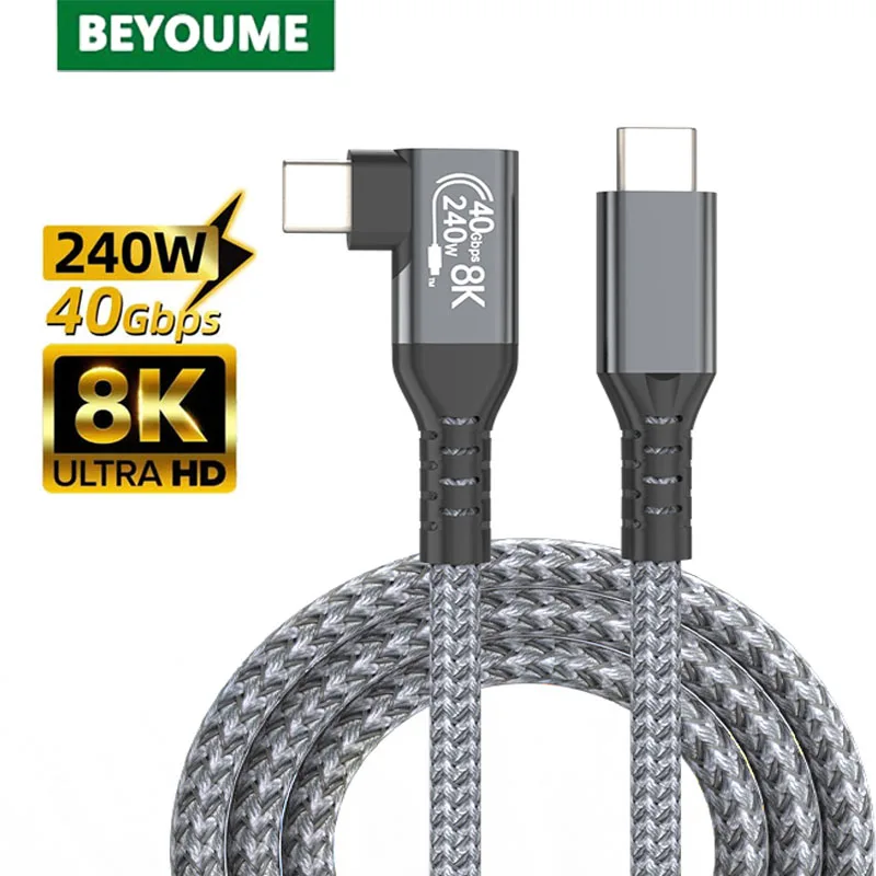 Кабель USB 4 Type C на USB C, 90 градусов, 40 Гбит/с, 240 Вт