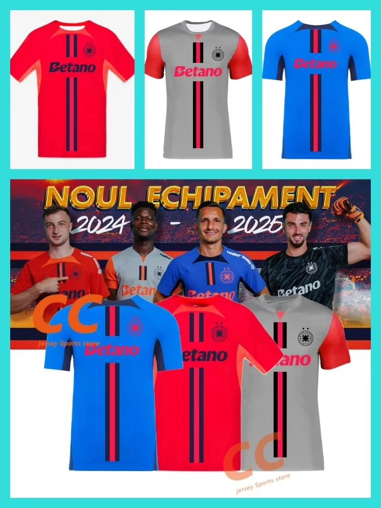 

Лето 2025 г., Новое поступление, стиль FCSB Away, домашний футбольный трикотаж, мужская и женская повседневная спортивная футболка на открытом воздухе, дышащая футболка, модный 3D топ