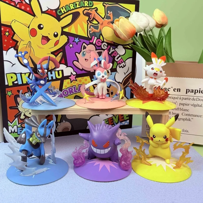BANDAI Pokemon Anime Koga Ninja Rana caja ciega Geng Gui Pokemon coche de escritorio en adornos Hada llama conejo regalo de cumpleaños