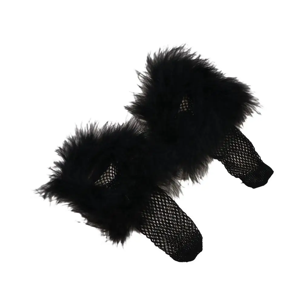 

Unique Mesh Feather Fishnet Stockings Grid Bright Color Hollow Out Socks Patchwork Furry Socks Women Y2K Music Festival