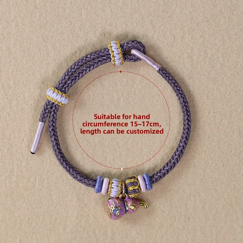Chinese Style Lucky Enamel Gourd Handmade Braided Bracelet For Women Auspicious Blessing Adjustable Rope Suitable For New Year