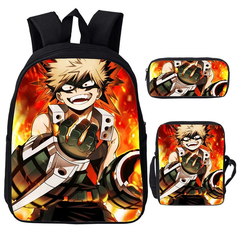 Mochila De My Hero Academia para niños y niñas, Juego de 3 piezas, bolsa de libros con estampado 3D, Boku no Hero Academia, mochilas escolares de Anime