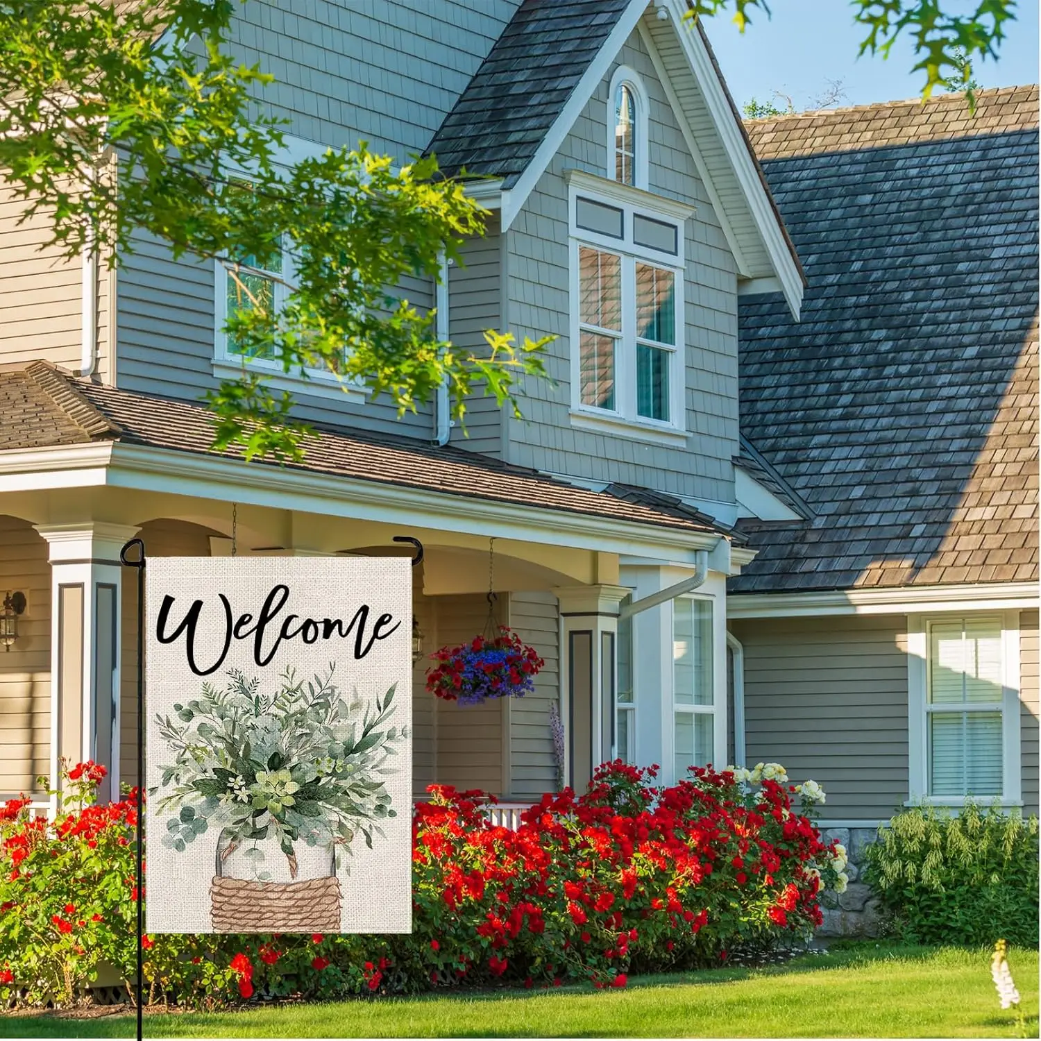 wyooxoo Spring Welcome Garden Flag 12x18 Inch Double Sided For Outside Outdoor Seasonal Farmhouse Small Yard Flag (Green) XX SSL