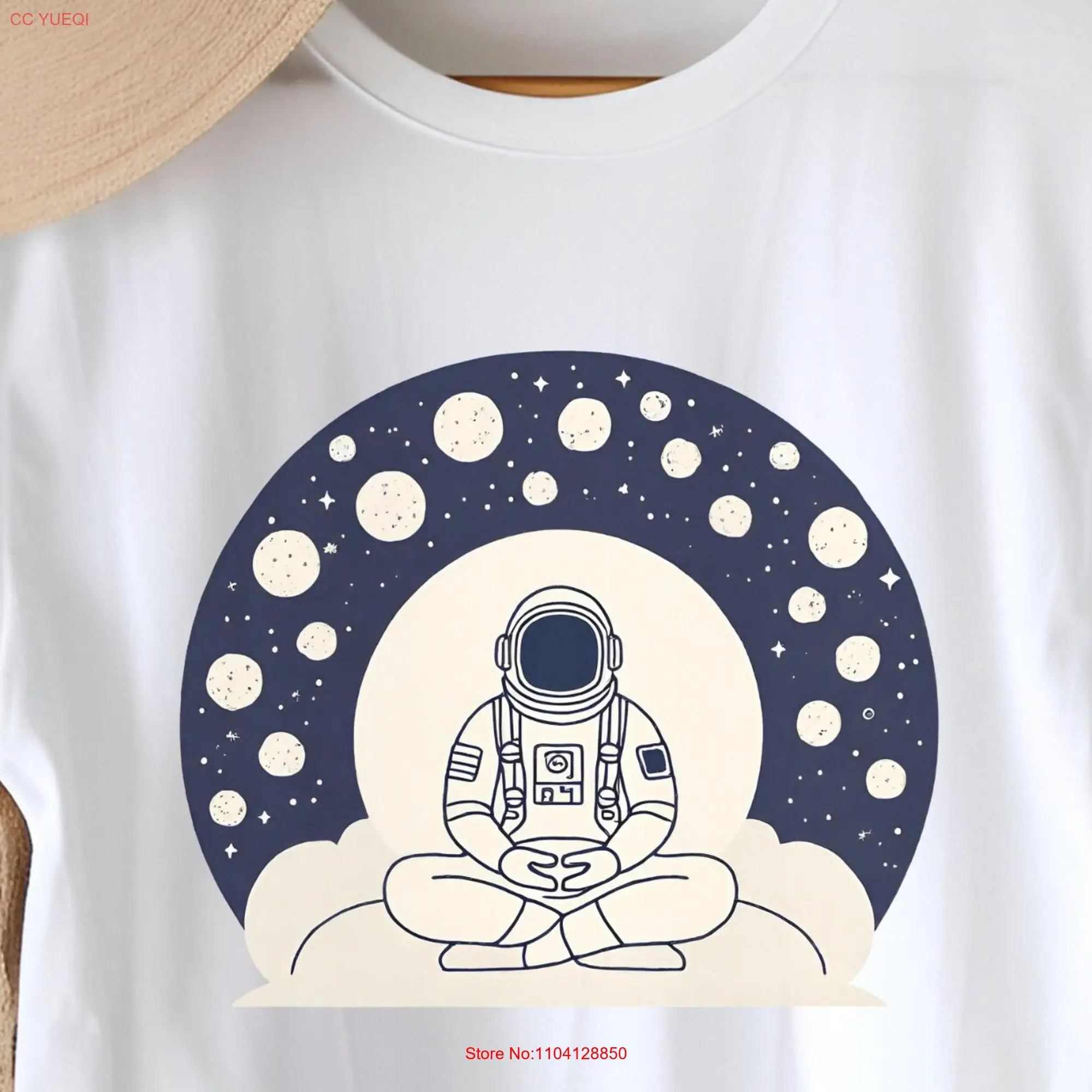 Astronaut Meditation T Shirt Cosmic Space Artistic Zen Outer Yoga GifT Lover Cool long or short sleeves