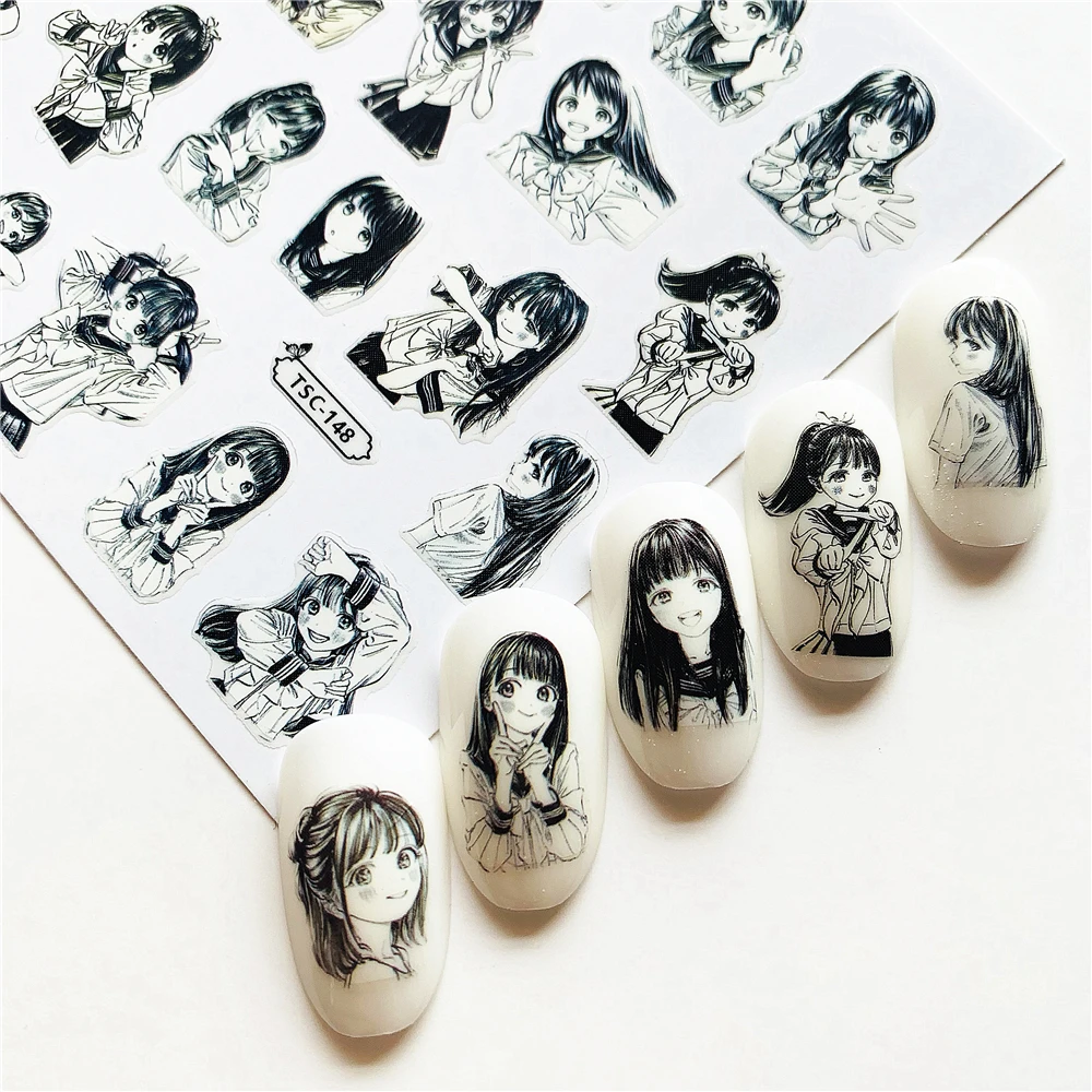 Newest TSC-148 TSC series  Cartoon character 3d nail art stickers decal template diy nail tool decoration