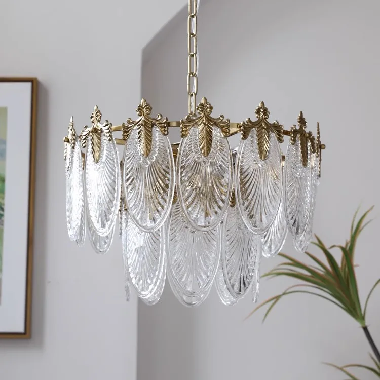 

American retro chandelier Bohemian style light luxury atmosphere French glass living room, dining room, bedroom, villa lamps