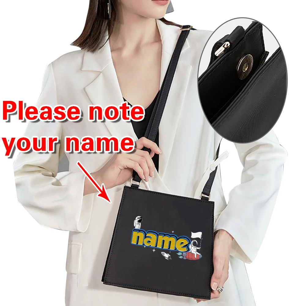 

Customized Name Square Bag Fashionable Minimalist Single Shoulder Bags Adjustable Long Shoulder Strap Casual Messenger Pack