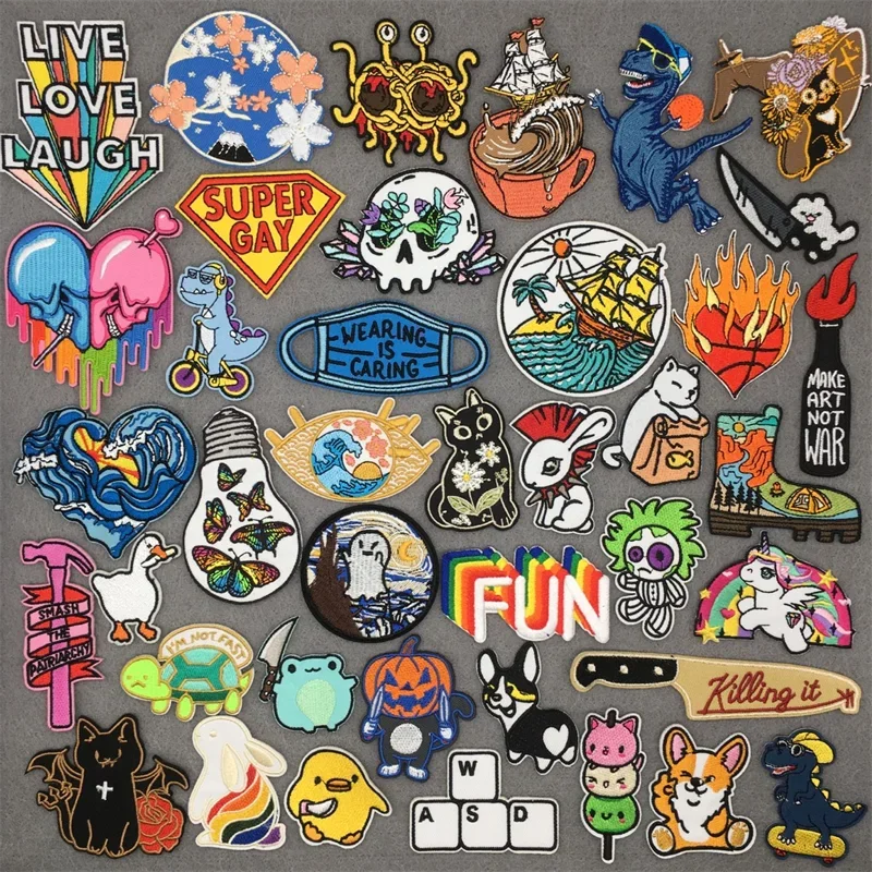 Anime Clothes Patches Clothing Thermoadhesive Patches Embroidery Patch Sewing Clothes Hooks Ironing Applications