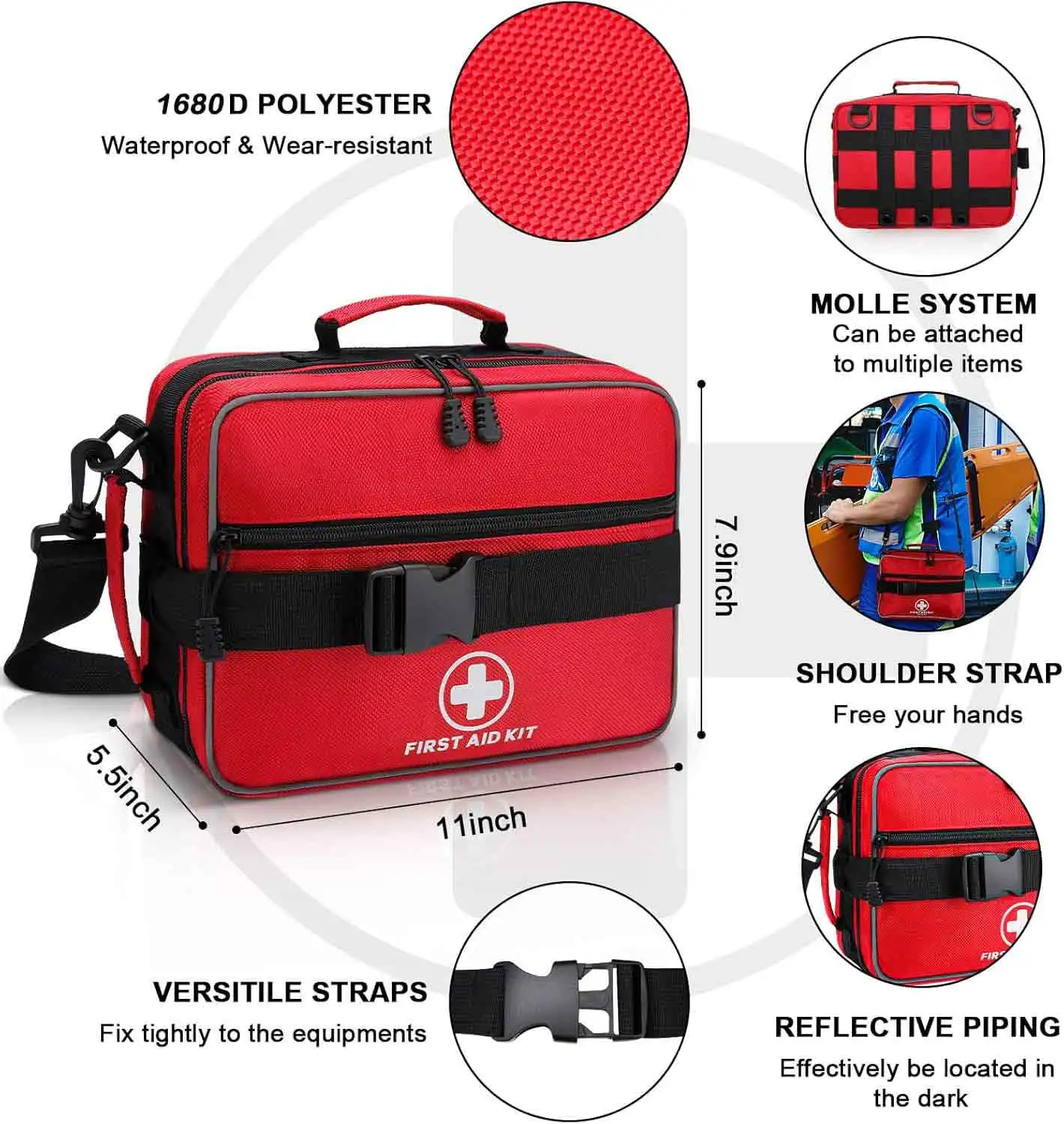Portable Oxford First Aid Kit Bag With Shoulder Strap Emergency Medical Storage Case for Home Car Hiking Travel Outdoor Survival