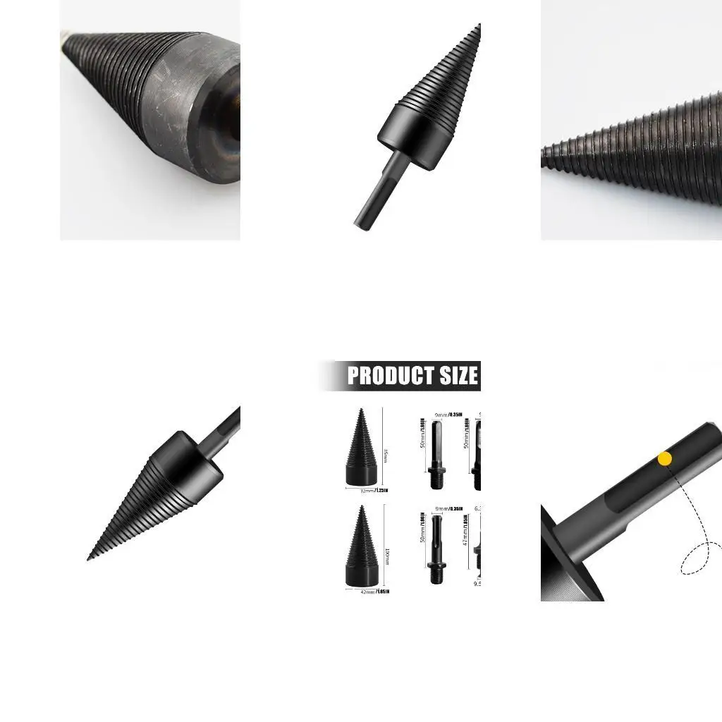 

652F Splitting Drill Bits Set 32mm 42mm Hexagonal Shank Splitting Tool For Firewood Splitters With Extension Rods