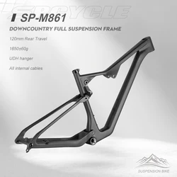 Spcycle M861 Super Light 29er Full Suspension Carbon MTB Frame Travel 120mm UDH Hanger Downcountry Mountain Bike Frame