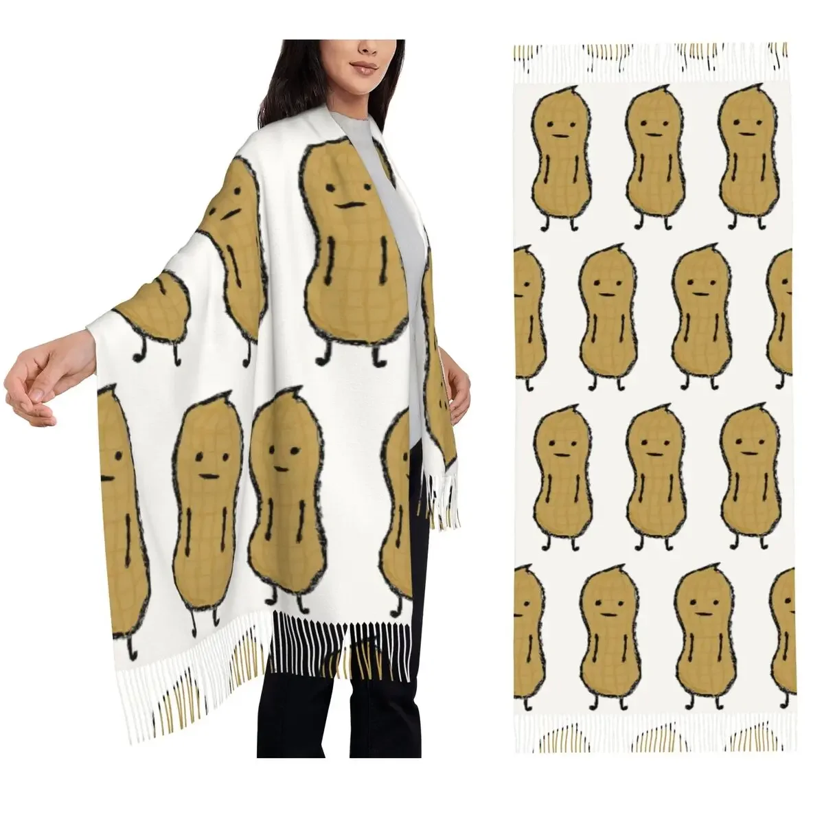 

Арахисовый шарф, шарфы с кисточками для женщин, мягкие теплые шали и накидки, длинная осенне-зимняя шаль