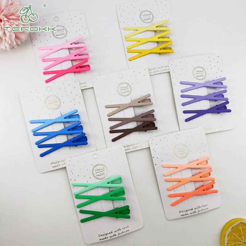 Candy Rainbow Sweet Gradation Cross Hair Clip Girls Ornament Pink Hair Clips Adult Sweet Hairpins Female Hair Accessories