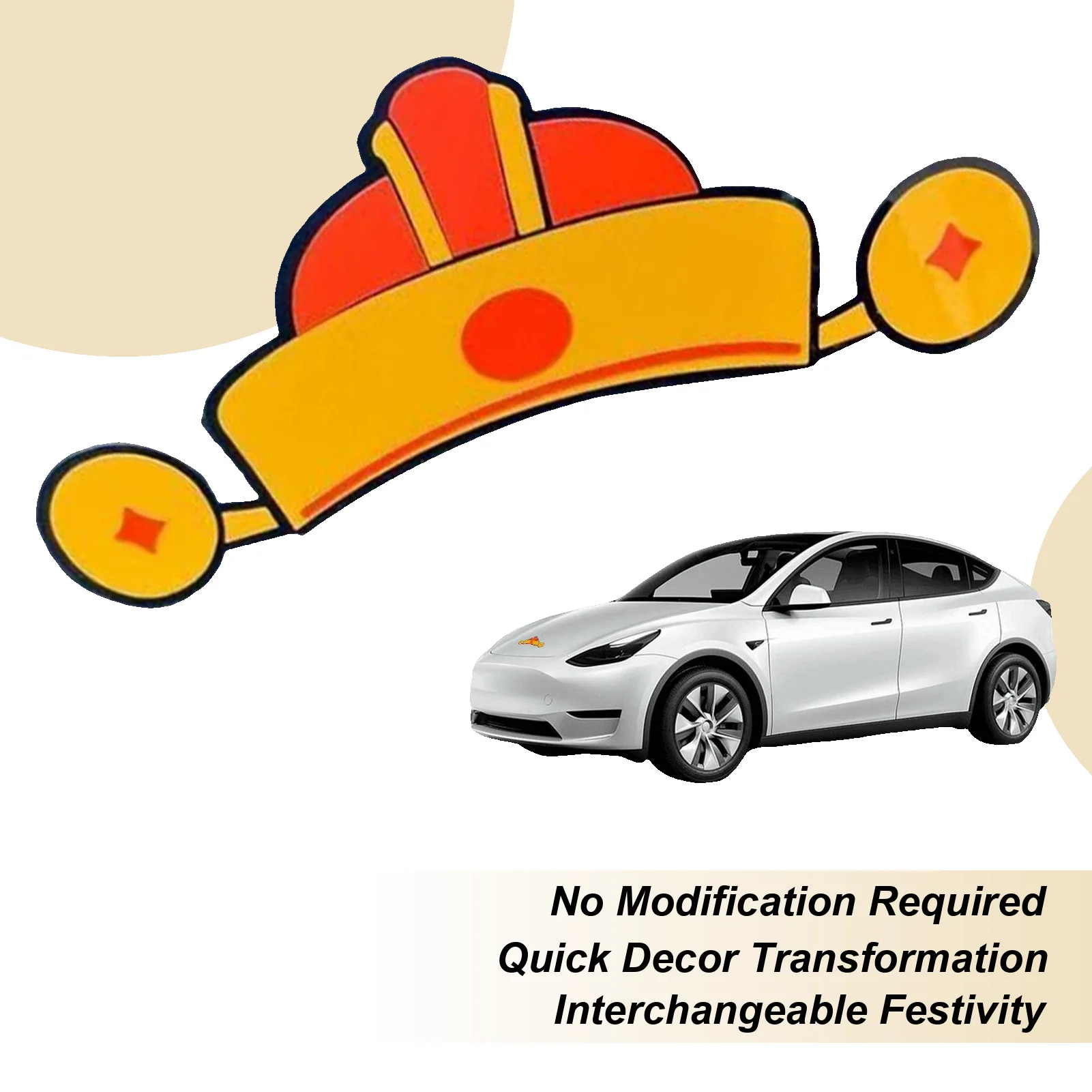 For Tesla Model 3/y Santa Hat Car Stickers Easy To Peel Festive Self-Adhesive Decoration Antler Decal Automotive Front Rear Logo