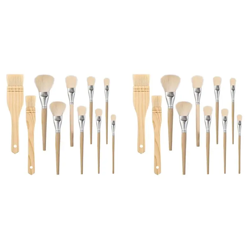 SEWS-20 PCS Assorted Size Paint Brush Gilding Brush Gold Leaf Hair Duster Flat Brush Mops For Watercolor, Wash,