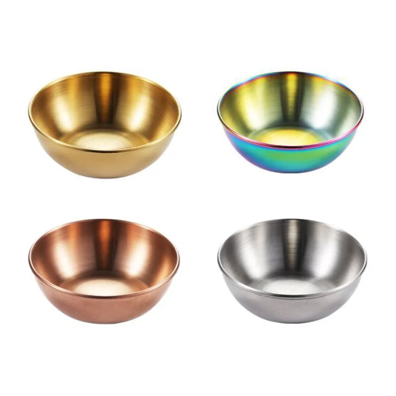 

20pcs Stainless Steel Seasoning Sauce Dish Small Dip Bowl Side Plates Butter Sushi Plate Vinegar Soy Dishes Kitchen Saucer