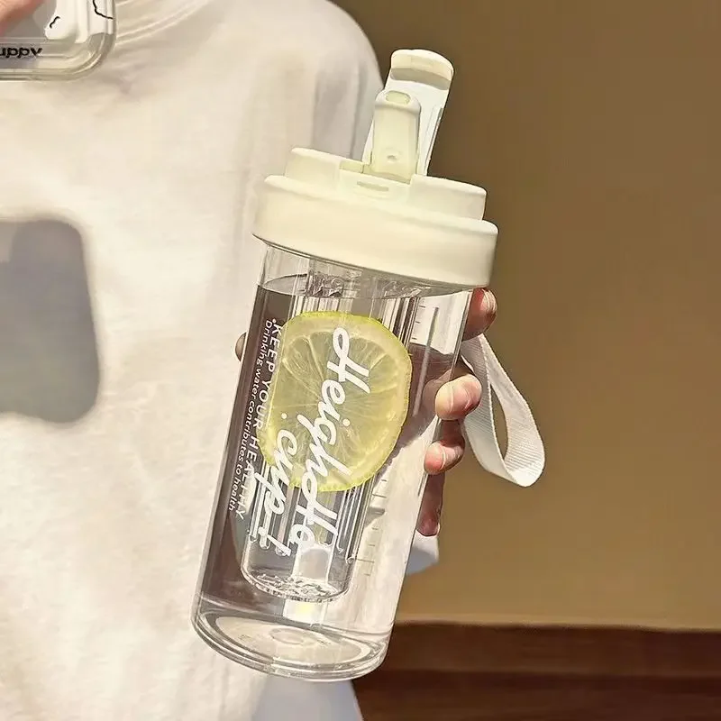 Large Capacity Stylish Plastic Water Cup Portable Student Water Bottle Women's Favorite Ins Trendy Travel Companion Cup